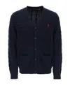 Polo Ralph Lauren V-neck Long-sleeved Cardigan In Blue