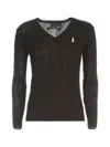 Polo Ralph Lauren Plaited Cotton V-neck Sweater Sweater In Black  