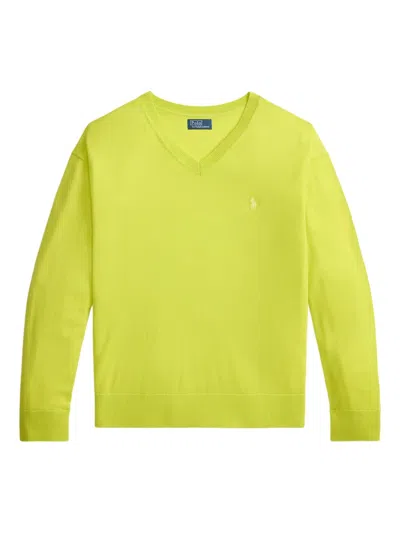 Polo Ralph Lauren V-neck Merino Sweater In Green