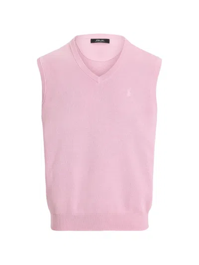 Polo Ralph Lauren V-neck Polo-embroidery Vest In Pink