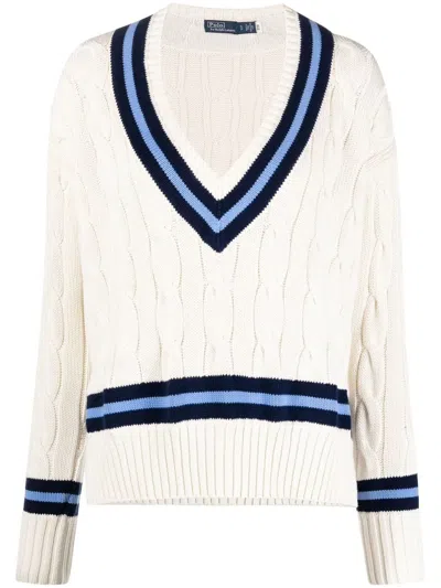 Polo Ralph Lauren V-neck Sweater In White