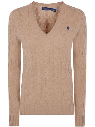 POLO RALPH LAUREN POLO RALPH LAUREN V-NECK SWEATER WITH CABLE KNIT DESIGN