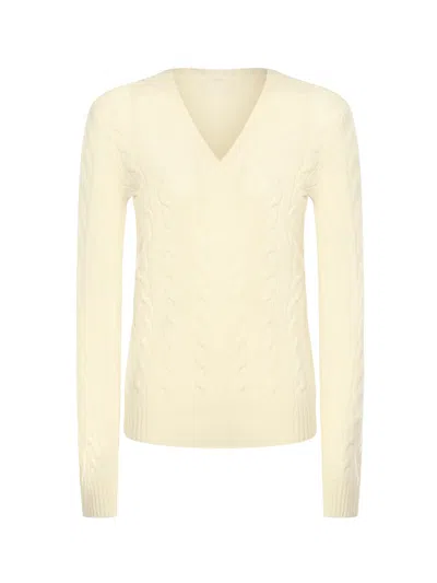 Polo Ralph Lauren V-neck Sweater With Logo In Neutral