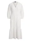 Polo Ralph Lauren V-neck Tiered Dress In White