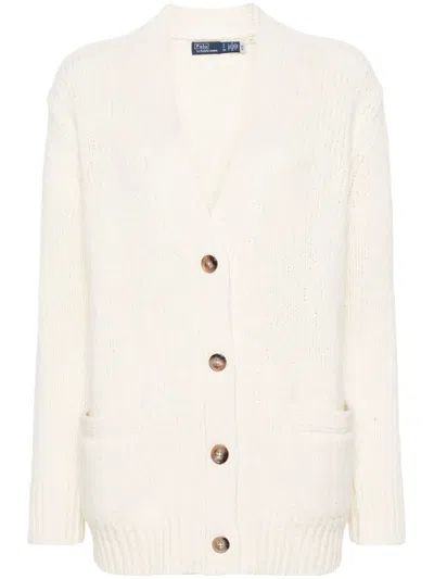 Polo Ralph Lauren V-neck Wool Cardigan In White