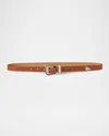 Polo Ralph Lauren Vachetta Buckle Leather Skinny Belt In Cuoio