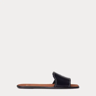 Polo Ralph Lauren Vachetta Leather Slide Sandal In Black