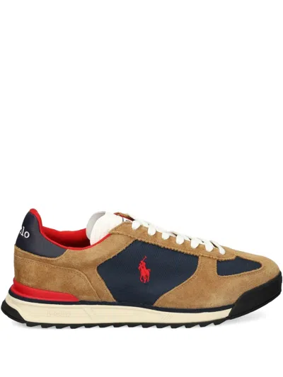 Polo Ralph Lauren Varick Suede-panelled Sneakers In Brown