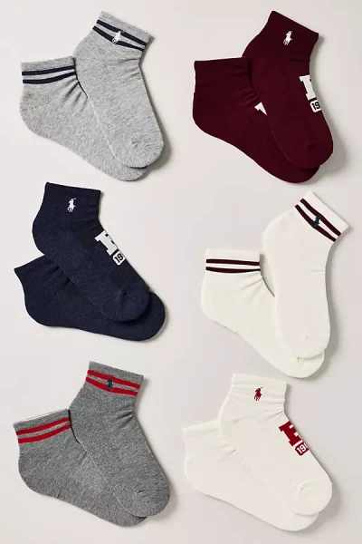Polo Ralph Lauren Varsity Crew Socks, Set Of 6 In Ivory