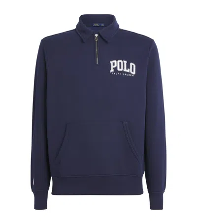 Polo Ralph Lauren Varsity Logo Quarter-zip Sweatshirt In Navy