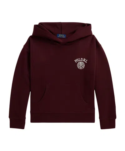 Polo Ralph Lauren Varsity Over The Head Hoodie In Burgundy