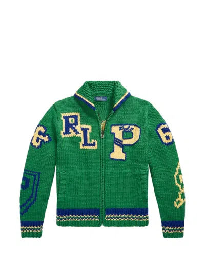 Polo Ralph Lauren Varsity-inspired Wool Full-zip Jumper In Green