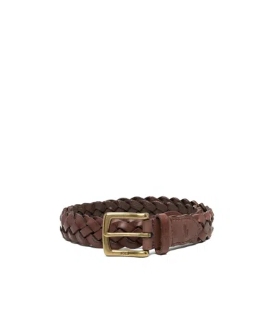 Polo Ralph Lauren Vegan Leather Braided Belt In Brown