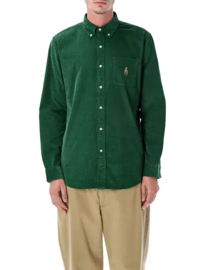 Polo Ralph Lauren Corduroy Button-down Shirt Embroidery In Green