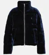 Polo Ralph Lauren Velvet Quilted Down Jacket In Blue