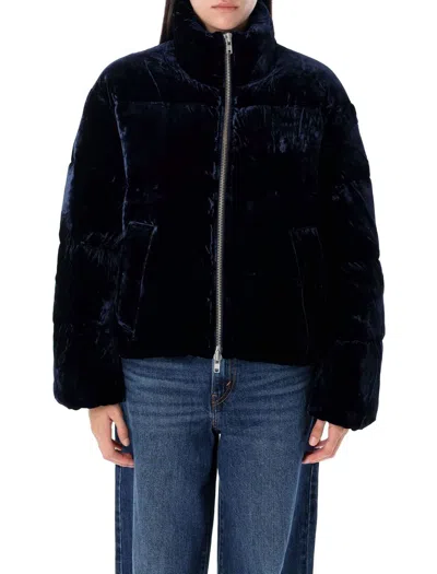 Polo Ralph Lauren Velvet Down Jacket In Navy