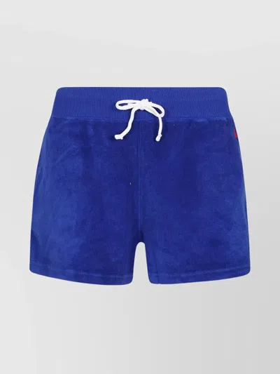 Polo Ralph Lauren Velvet Elastic Waistband Shorts In Blue
