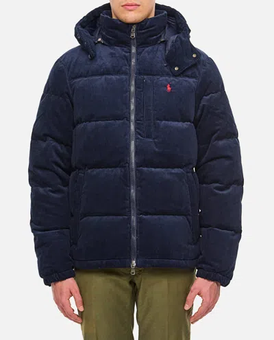 Polo Ralph Lauren Velvet Puffer Jacket In Blue