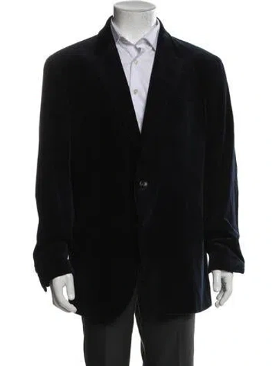 Pre-owned Polo Ralph Lauren Velvet Ribbed Blazer In Blue