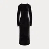 Polo Ralph Lauren Velvet Scoopback Dress In Black