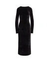 POLO RALPH LAUREN POLO RALPH LAUREN VELVET SCOOPBACK DRESS WOMAN MIDI DRESS BLACK SIZE L VISCOSE, POLYAMIDE, ELASTANE