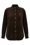 Polo Ralph Lauren Womens Dark Beech Polo-pony Embroidered Cotton-corduroy Shirt In Brown