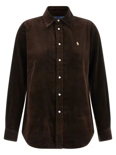 Polo Ralph Lauren Velvet Shirt Shirt And Blouse Black