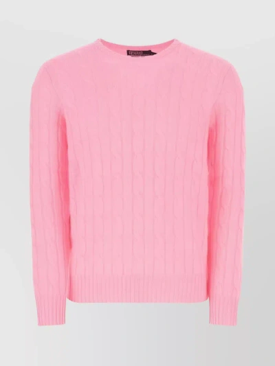 Polo Ralph Lauren 粗绞花针织长袖毛衣 In Pink