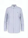 Polo Ralph Lauren Vertical Blue And White Striped Button-down Shirt In White
