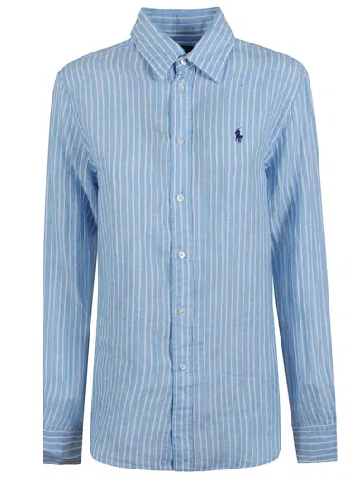 Polo Ralph Lauren Vertical Stripe Linen Shirt In Blue