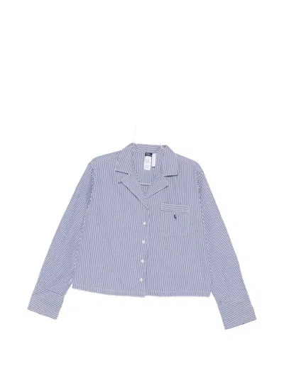 Polo Ralph Lauren Vertical-stripe Logo-embroidered Pyjama Set (set Of Two) In Blue