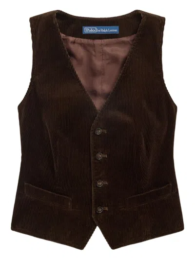 Polo Ralph Lauren Vest With Logo In Brown
