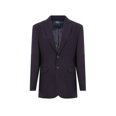 Polo Ralph Lauren Fitted Tailored Wool Jacket In Blue