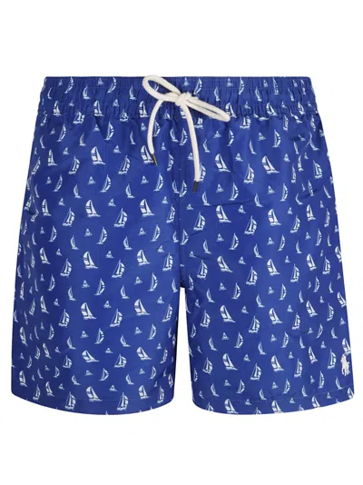 Polo Ralph Lauren Traveler Boat-print Swim Shorts In Blue