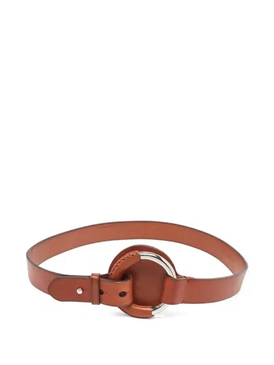 Pre-owned Polo Ralph Lauren Vintage 2000s Leather Buckle Belt In Brown