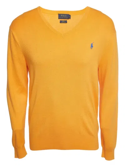 Pre-owned Polo Ralph Lauren Vintage 2024  Cotton V-neck Sweater In Yellow