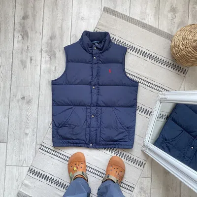Pre-owned Polo Ralph Lauren Vintage 90's T Down Puffer Vest Y2k Jacket In Blue