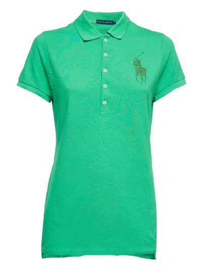 Pre-owned Polo Ralph Lauren Vintage Big Polo Cotton Polo Shirt In Green