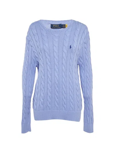 Pre-owned Polo Ralph Lauren Vintage Cable-knit Sweater In Blue