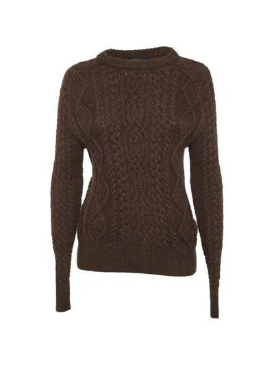 Pre-owned Polo Ralph Lauren Vintage Cable-knit Sweater In Brown