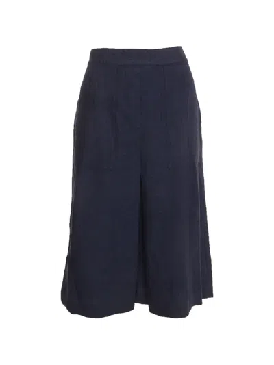 Pre-owned Polo Ralph Lauren Vintage Chambray Linen Midi Skirt In Blue