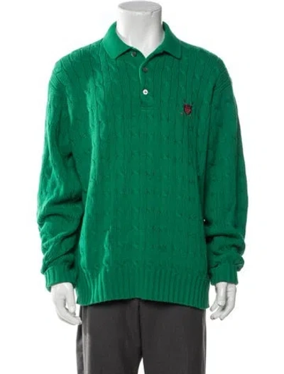 Pre-owned Polo Ralph Lauren Vintage Collar Polo Sweater In Green