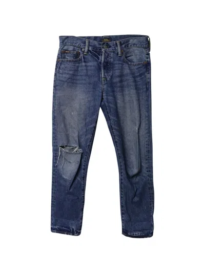 Pre-owned Polo Ralph Lauren Vintage Distressed Ripped Jeans In Blue