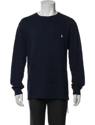 Pre-owned Polo Ralph Lauren Vintage Embroidered Accent Lounge Top In Blue