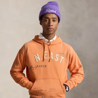 Polo Ralph Lauren Vintage Fit Fleece Graphic Hoodie In Kona Orange In Multi
