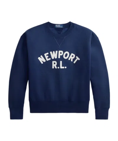 Polo Ralph Lauren Vintage Fit Fleece Graphic Sweatshirt In Newport Navy In Blue