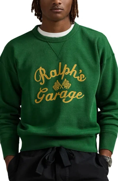 Polo Ralph Lauren Vintage Fit Garage Embroidered Graphic Sweatshirt In Green