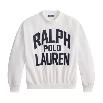 Pre-owned Polo Ralph Lauren Vintage Fleece Crew Neck Sweatshirt 'white' | Women's Size L
