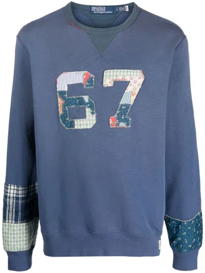 Polo Ralph Lauren Patchwork Crew-neck Sweatshirt In Old Royal