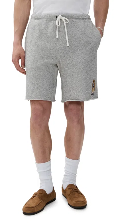 Polo Ralph Lauren Vintage Fleece Novetly Bear Athletic Shorts Grey In Gray